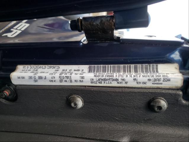 Photo 10 from auction – 2000 JEEP WRANGLER / with VIN 1J4FA49S4YP734494