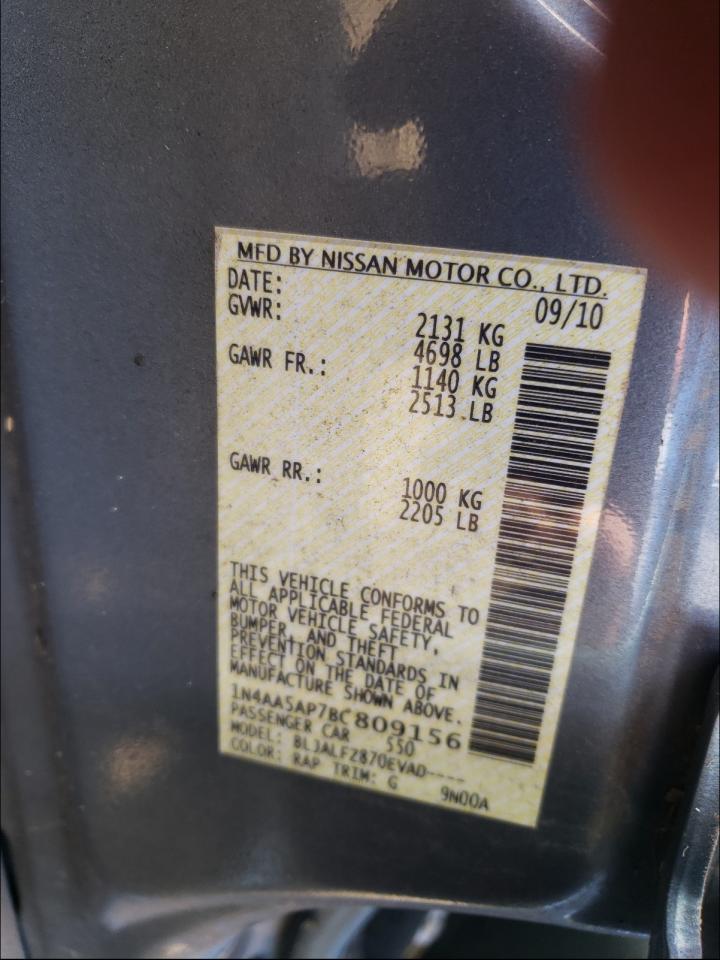 Photo 10 from auction – 2011 NISSAN MAXIMA S with VIN 1N4AA5AP7BC809156