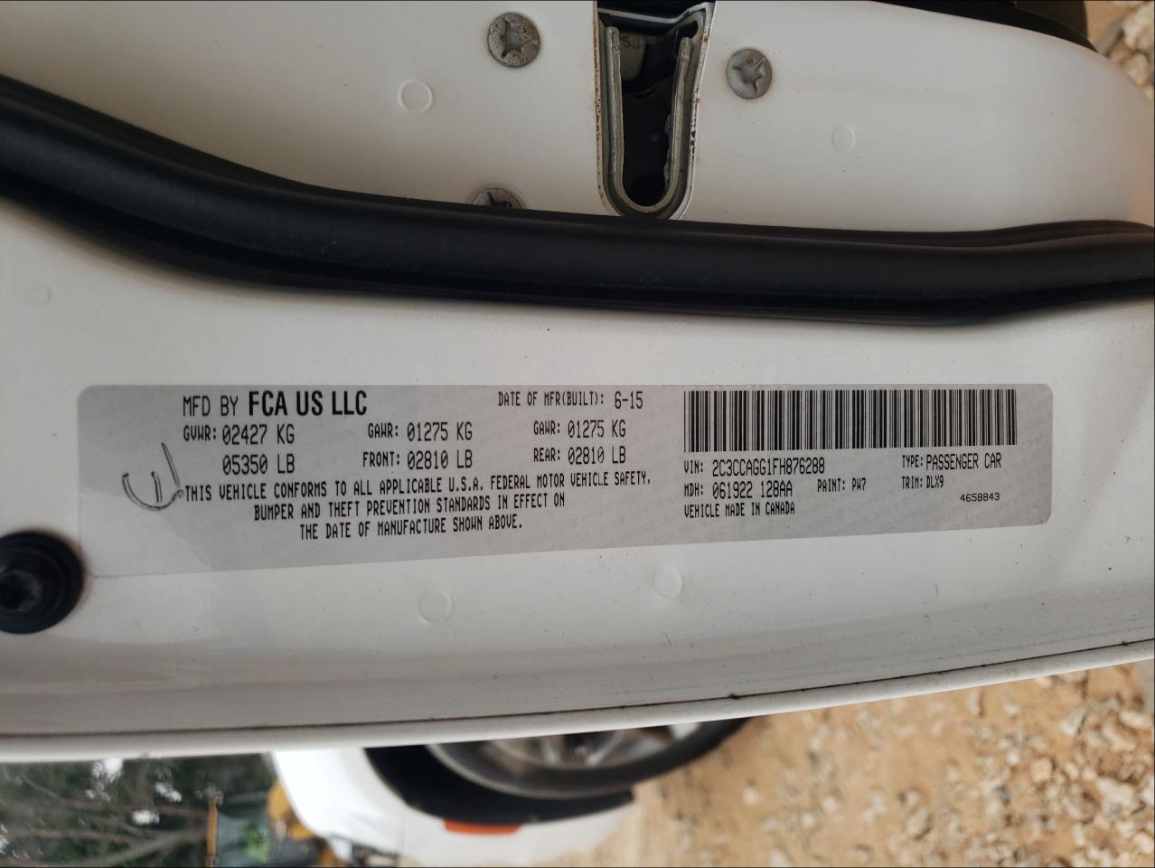 Photo 10 from auction – 2015 CHRYSLER 300 S with VIN 2C3CCAGG1FH876288