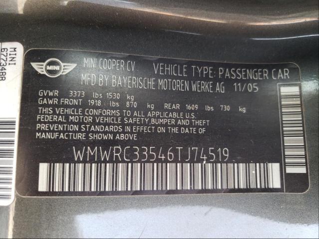 Photo 10 from auction – 2006 MINI COOPER with VIN WMWRC33546TJ74519