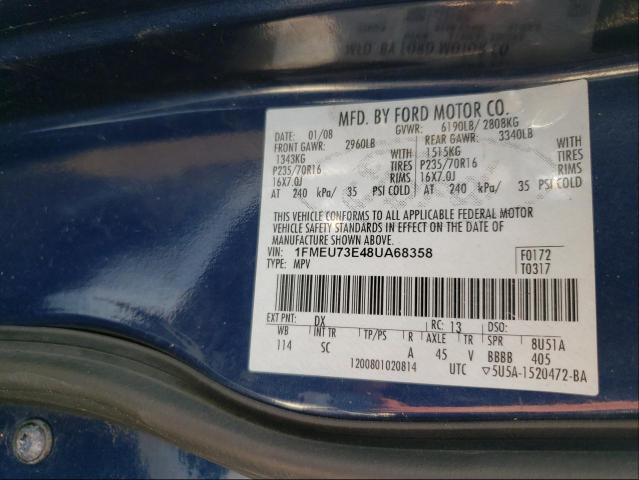 Photo 10 from auction – 2008 FORD EXPLORER X with VIN 1FMEU73E48UA68358