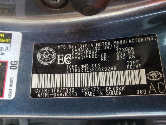 Photo 10 from auction – 2014 TOYOTA COROLLA L with VIN 2T1BURHE5EC020288
