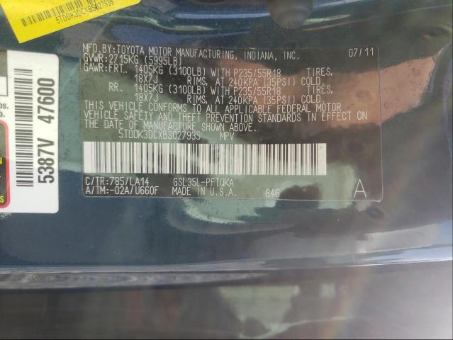 Photo 10 from auction – 2011 TOYOTA SIENNA XLE with VIN 5TDDK3DCXBS027935