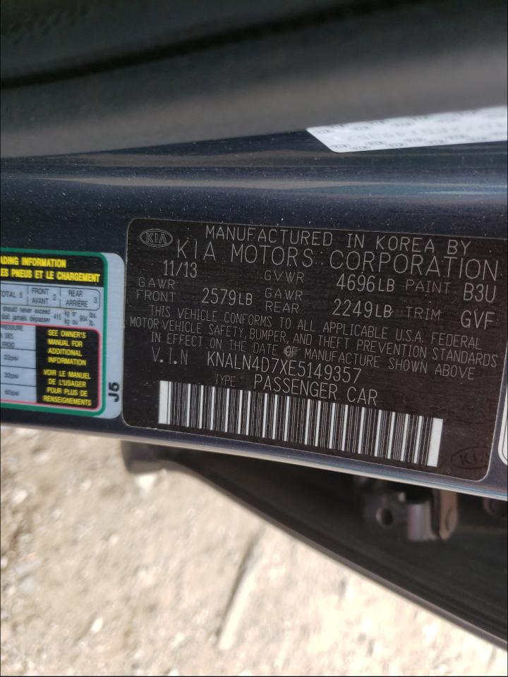 Photo 10 from auction – 2014 KIA CADENZA PR with VIN KNALN4D7XE5149357