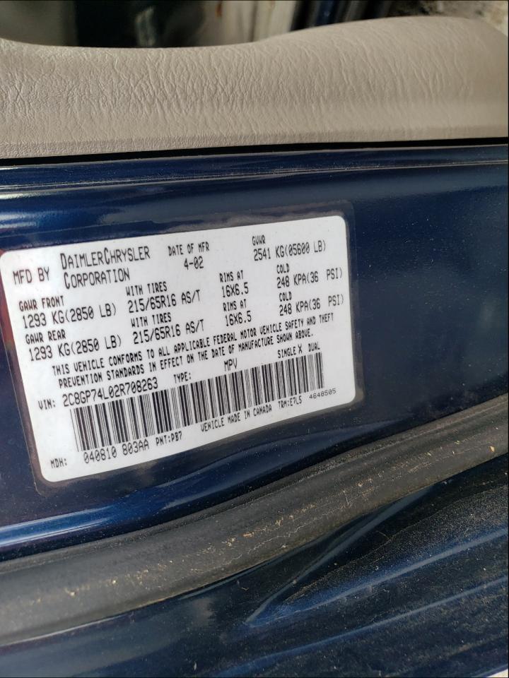صورة رقم 10 من المزاد - 2002 CHRYSLER TOWN & COU مع VIN 2C8GP74L02R708263
