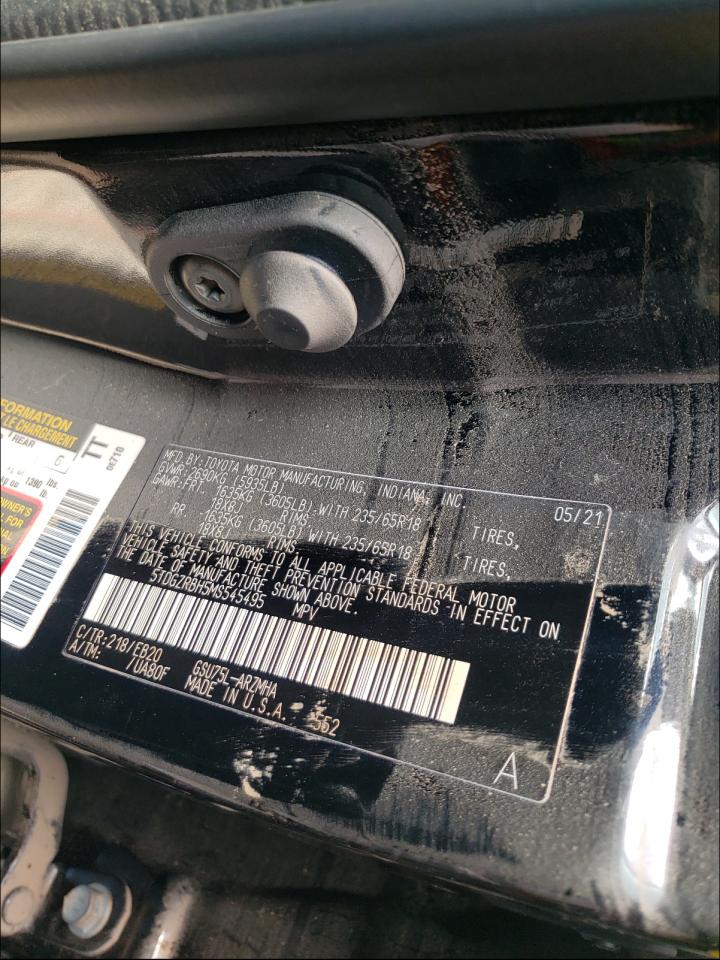 Photo 10 from auction – 2021 TOYOTA HIGHLANDER with VIN 5TDGZRBH5MS545495