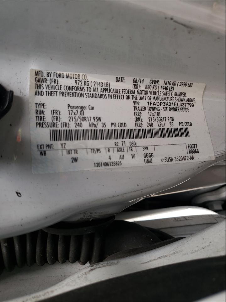 Photo 10 from auction – 2014 FORD FOCUS SE with VIN 1FADP3K21EL337799