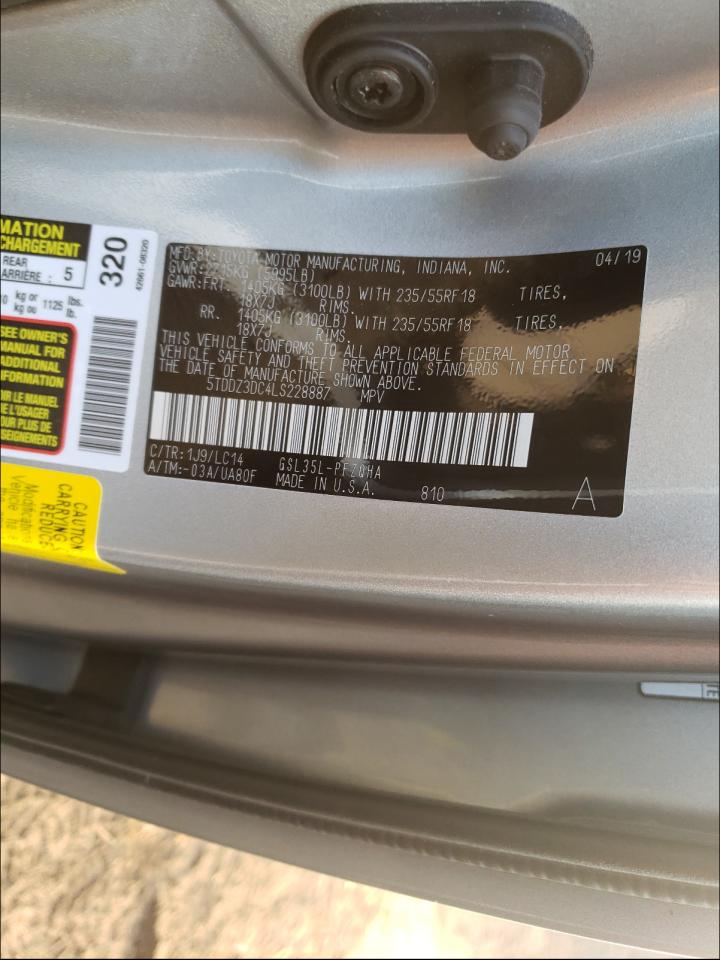 Photo 10 from auction – 2020 TOYOTA SIENNA XLE with VIN 5TDDZ3DC4LS228887