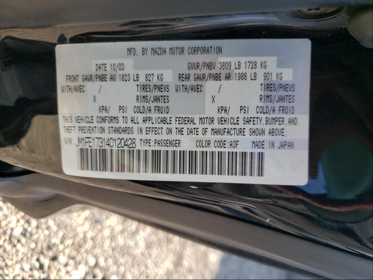 Photo 10 from auction – 2004 MAZDA RX8 with VIN JM1FE173140120428