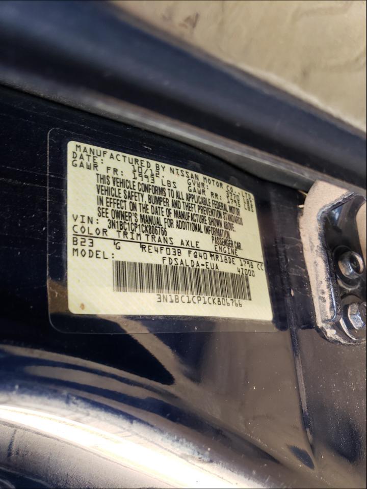 Photo 10 from auction – 2012 NISSAN VERSA S with VIN 3N1BC1CP1CK806766