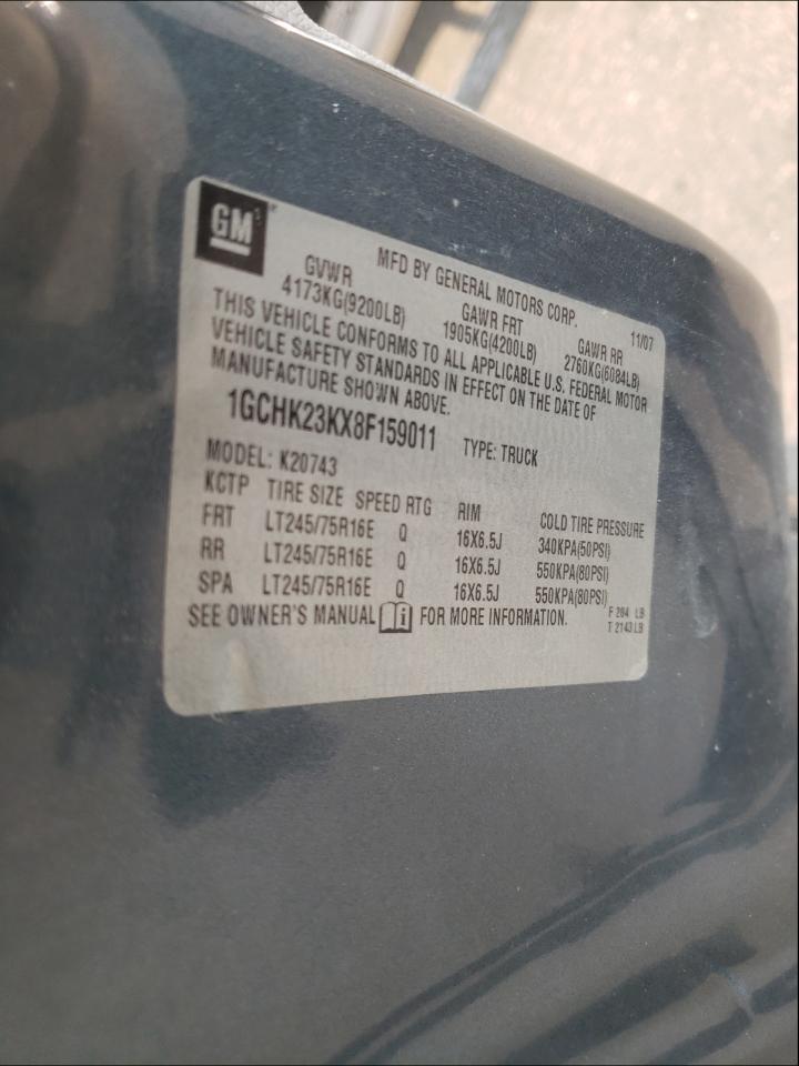 Photo 10 from auction – 2008 CHEVROLET SILVERADO with VIN 1GCHK23KX8F159011