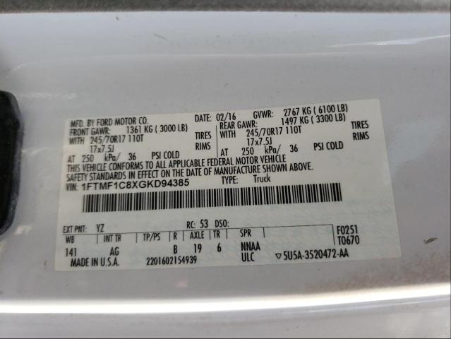 Photo 10 from auction – 2016 FORD F150 with VIN 1FTMF1C8XGKD94385