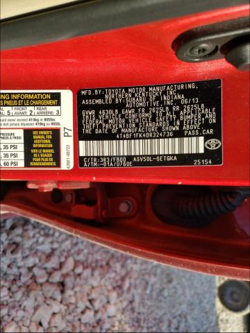 Photo 10 from auction – 2013 TOYOTA CAMRY L with VIN 4T4BF1FK4DR324736