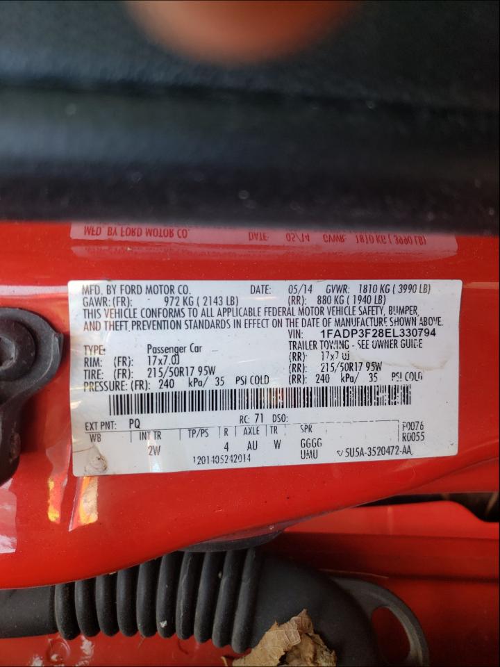 Photo 10 from auction – 2014 FORD FOCUS SE with VIN 1FADP3F28EL330794