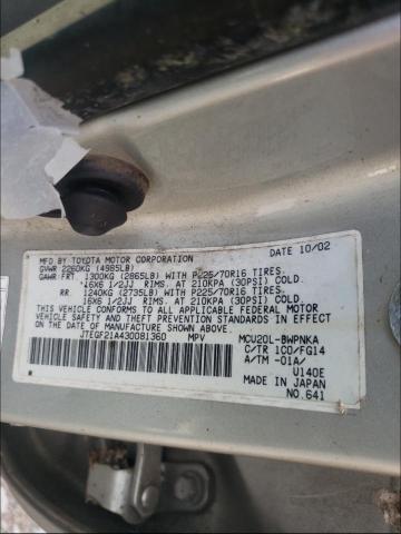 Photo 10 from auction – 2003 TOYOTA HIGHLANDER with VIN JTEGF21A430081360