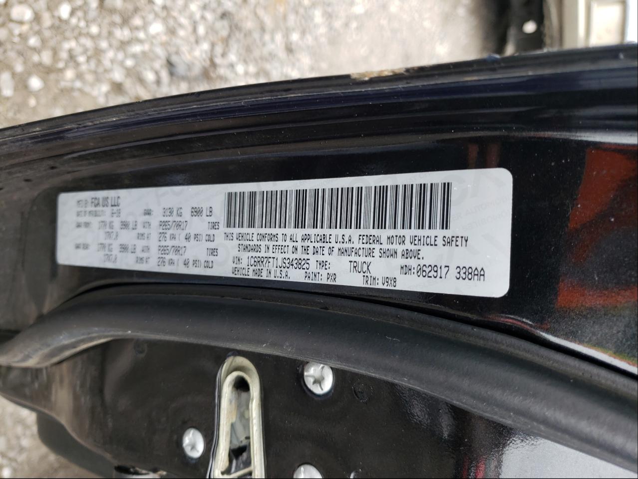 Photo 10 from auction – 2018 RAM 1500 ST with VIN 1C6RR7FT1JS343825