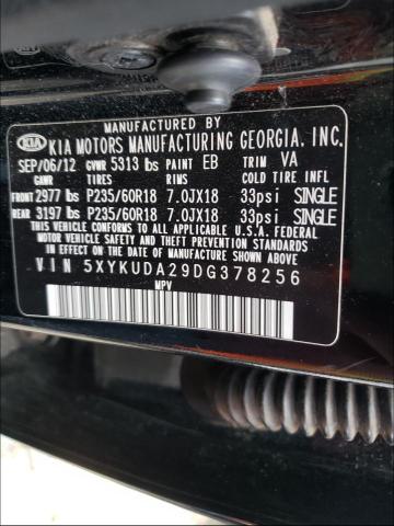 Photo 10 from auction – 2013 KIA SORENTO EX with VIN 5XYKUDA29DG378256