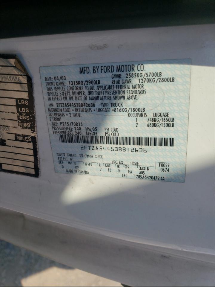 Photo 10 from auction – 2003 FORD WINDSTAR with VIN 2FTZA54453BB42636