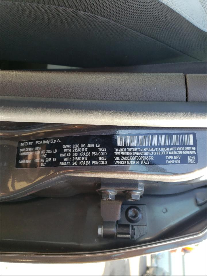 Photo 10 from auction – 2016 JEEP RENEGADE L with VIN ZACCJBBT0GPD65232