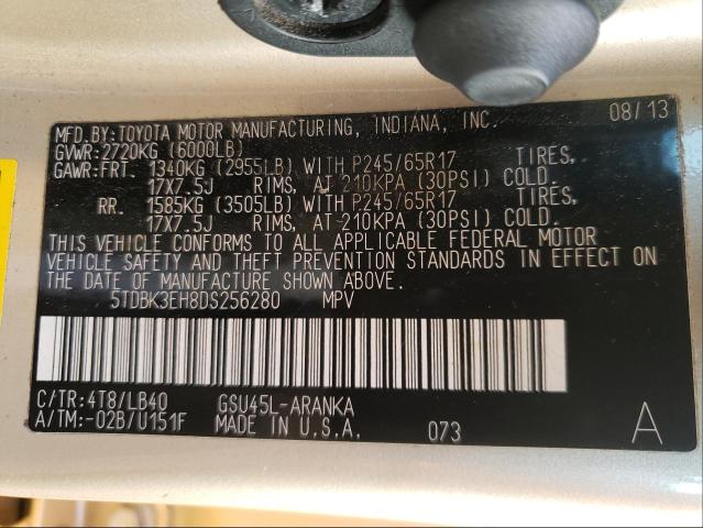 Photo 10 from auction – 2013 TOYOTA HIGHLANDER with VIN 5TDBK3EH8DS256280