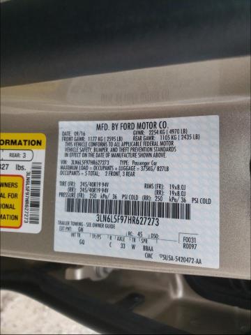 Photo 10 from auction – 2017 LINCOLN MKZ RESERV with VIN 3LN6L5F97HR627273