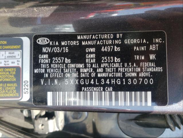Photo 10 from auction – 2017 KIA OPTIMA EX with VIN 5XXGU4L34HG130700