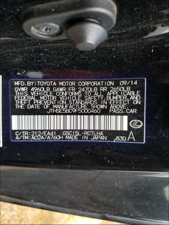 Photo 10 from auction – 2015 LEXUS RC 350 with VIN JTHSE5BC9F5000460