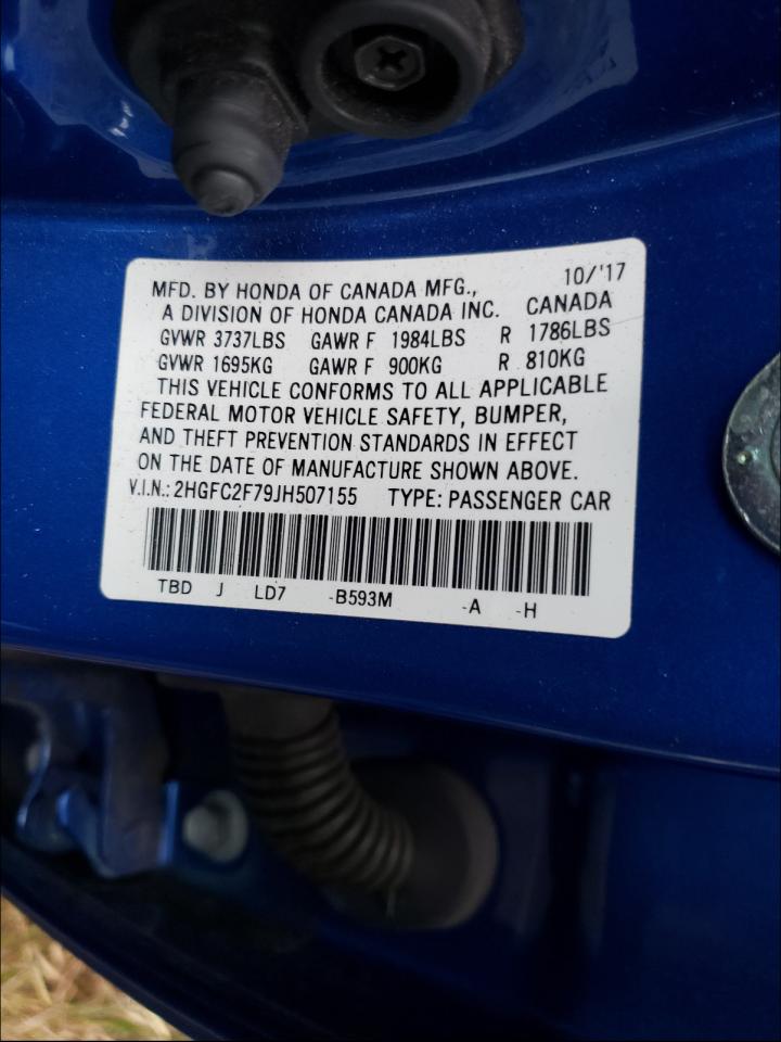 Photo 10 from auction – 2018 HONDA CIVIC EX with VIN 2HGFC2F79JH507155
