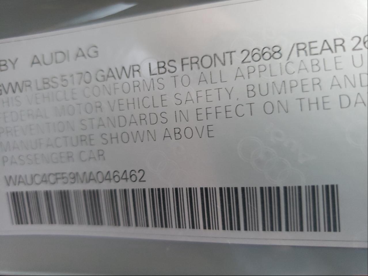 Фото 10 с аукциона – 2021 AUDI S5 PREMIUM с VIN WAUC4CF59MA046462