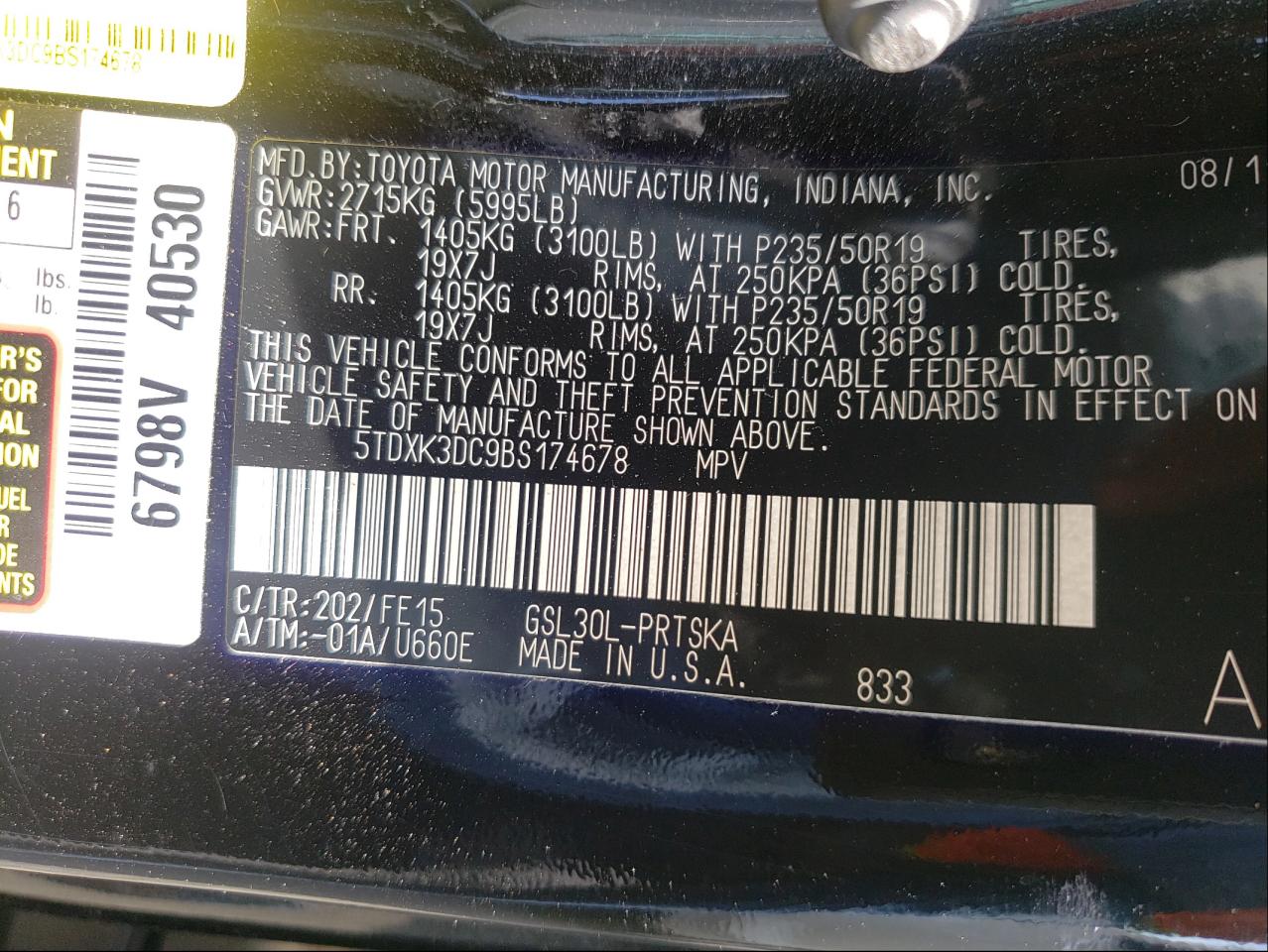 Photo 10 from auction – 2011 TOYOTA SIENNA SPO with VIN 5TDXK3DC9BS174678