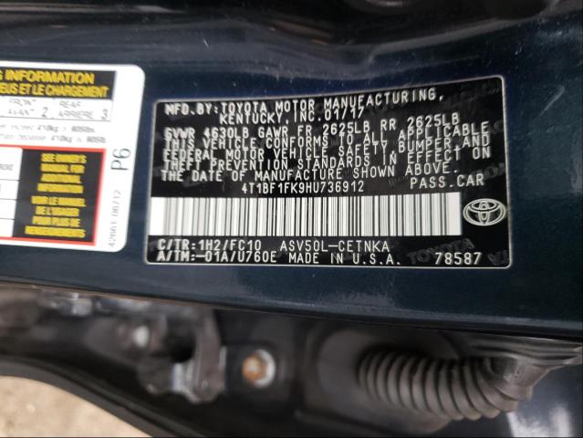 Photo 10 from auction – 2017 TOYOTA CAMRY LE with VIN 4T1BF1FK9HU736912