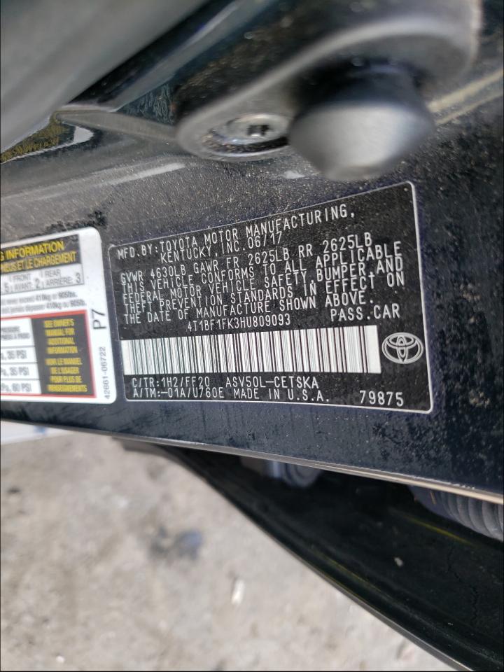 Photo 10 from auction – 2017 TOYOTA CAMRY LE with VIN 4T1BF1FK3HU809093