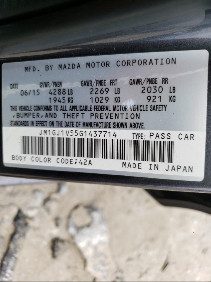 Photo 10 from auction – 2016 MAZDA 6 TOURING with VIN JM1GJ1V55G1437714
