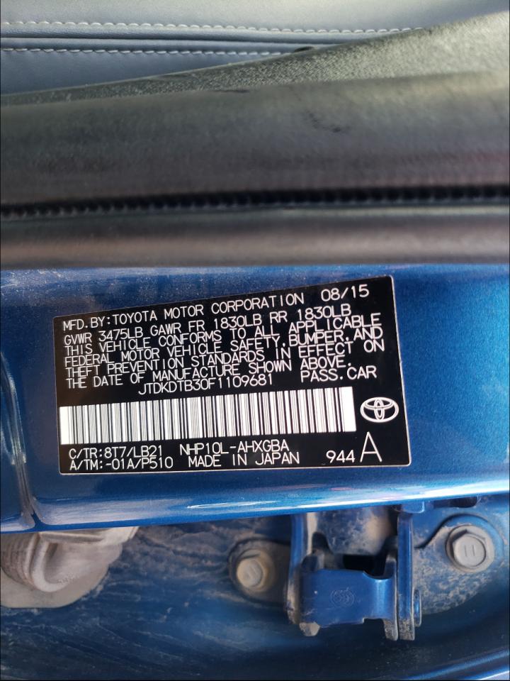 Photo 10 from auction – 2015 TOYOTA PRIUS C with VIN JTDKDTB30F1109681