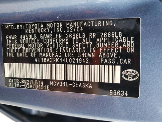 Photo 10 from auction – 2004 TOYOTA CAMRY SE with VIN 4T1BA32K14U021942