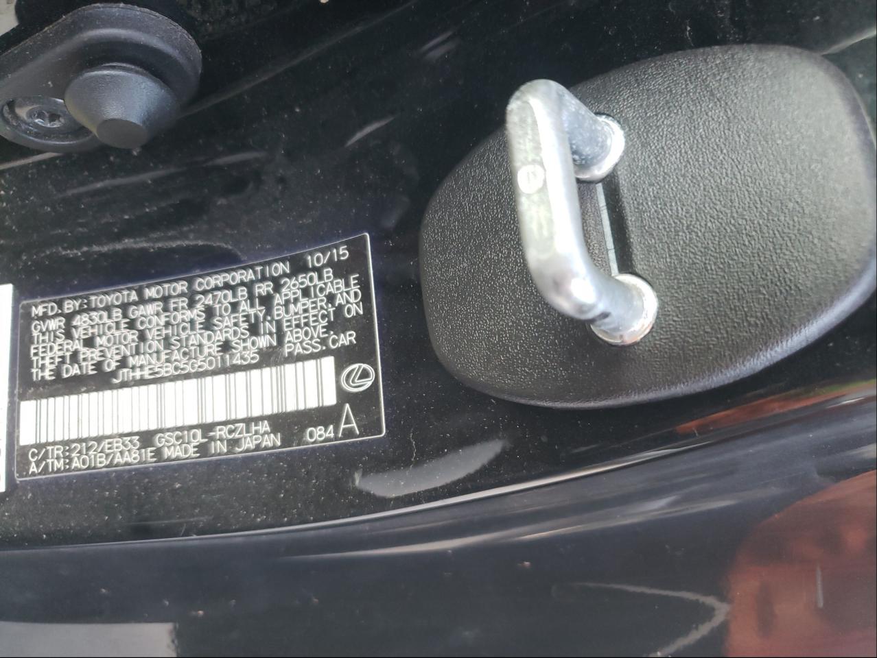 Photo 10 from auction – 2016 LEXUS RC 350 with VIN JTHHE5BC5G5011435