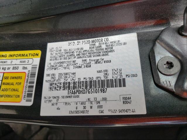 Photo 10 from auction – 2016 FORD FUSION SE with VIN 1FA6P0HD7G5101987