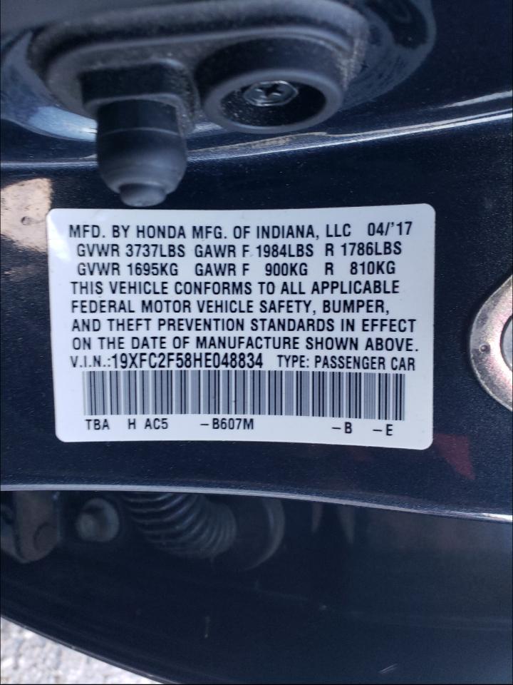 Photo 10 from auction – 2017 HONDA CIVIC LX with VIN 19XFC2F58HE048834
