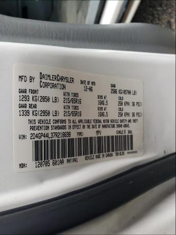 Photo 10 from auction – 2007 DODGE GRAND CARA with VIN 2D4GP44L37R218698