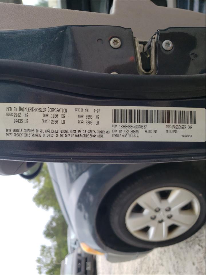 Photo 10 from auction – 2007 DODGE CALIBER SX with VIN 1B3HB48B47D340587
