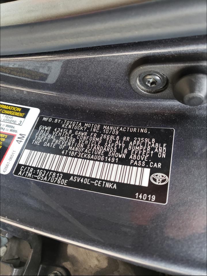 Photo 10 from auction – 2010 TOYOTA CAMRY BASE with VIN 4T1BF3EK6AU061491