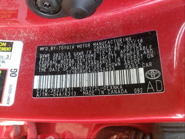 Photo 10 from auction – 2018 TOYOTA COROLLA L with VIN 2T1BURHE4JC040493