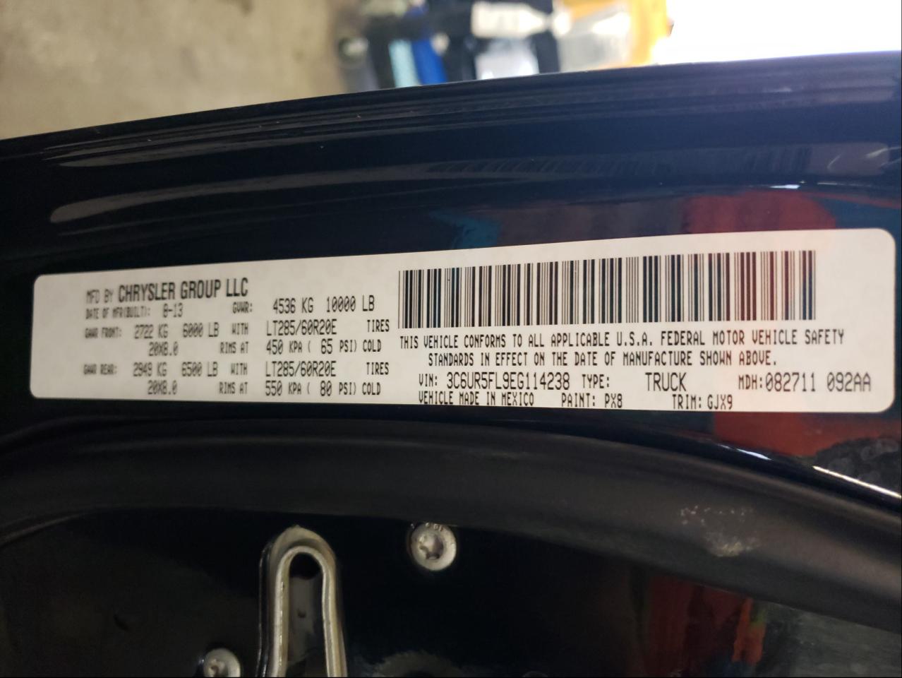 Photo 10 from auction – 2014 DODGE 2500 with VIN 3C6UR5FL9EG114238