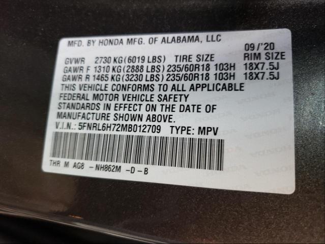 Photo 10 from auction – 2021 HONDA ODYSSEY EX with VIN 5FNRL6H72MB012709