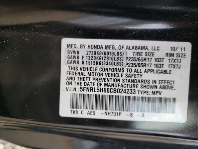 Photo 10 from auction – 2012 HONDA ODYSSEY EX with VIN 5FNRL5H66CB024233