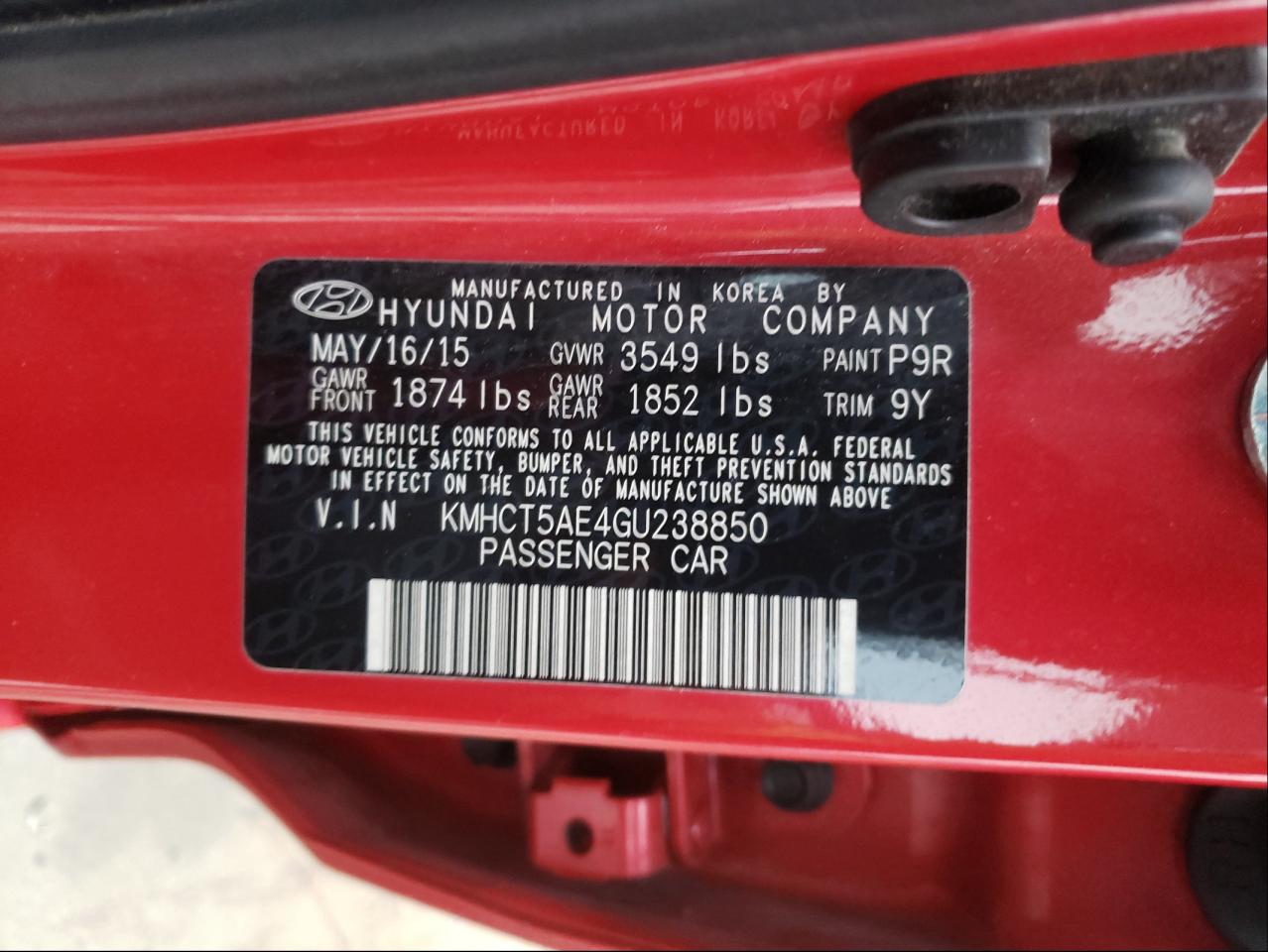 Photo 10 from auction – 2016 HYUNDAI ACCENT SE with VIN KMHCT5AE4GU238850