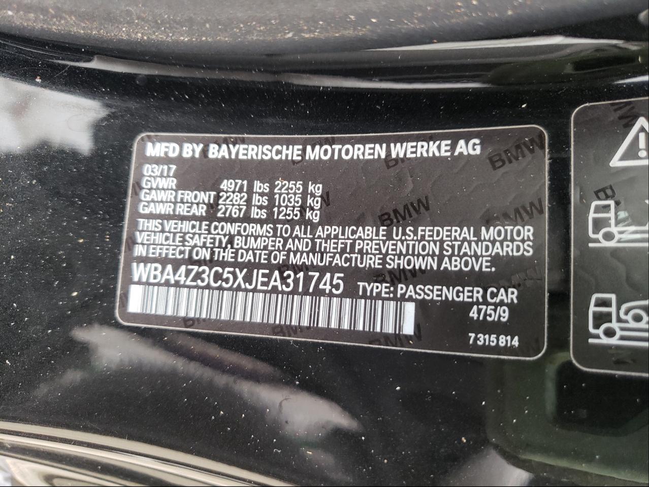 Photo 10 from auction – 2018 BMW 430XI with VIN WBA4Z3C5XJEA31745