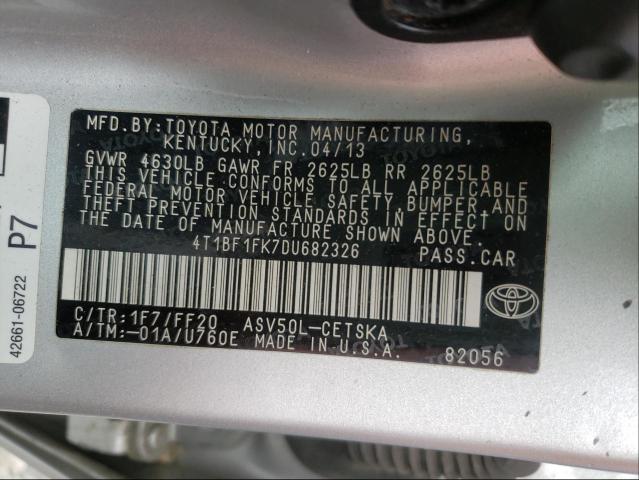 Photo 10 from auction – 2013 TOYOTA CAMRY L with VIN 4T1BF1FK7DU682326