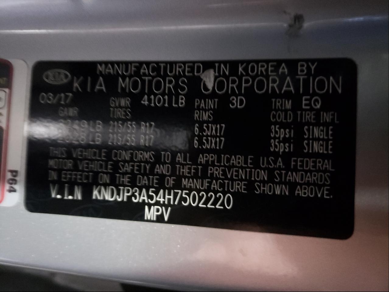 Photo 10 from auction – 2017 KIA SOUL + with VIN KNDJP3A54H7502220