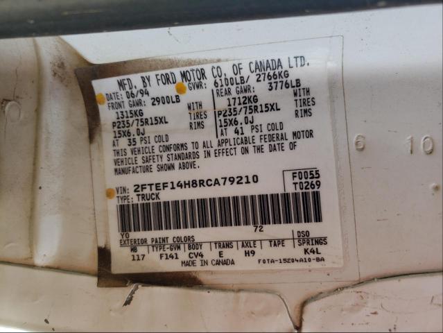 Photo 10 from auction – 1994 FORD F150 with VIN 2FTEF14H8RCA79210